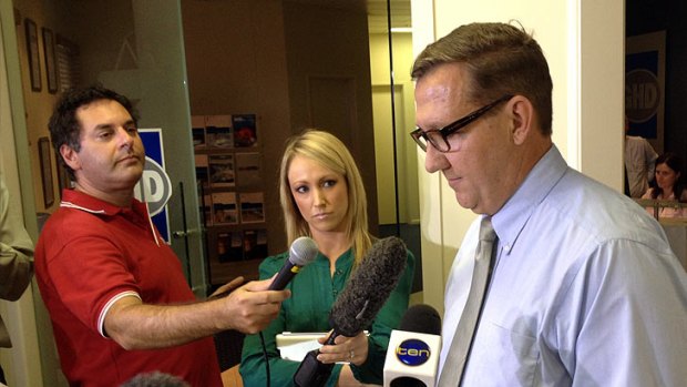Former police minister David Gibson fronts media in Gympie yesterday.