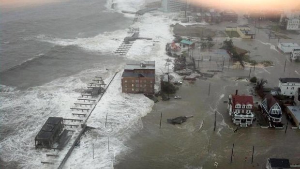 Atlantic City bears the brunt as hurricane Sandy hits land.