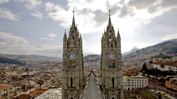 "Navel of the world" ... the spires of the Basilica del Voto Nacional.