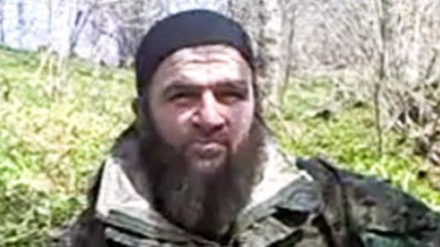 A screenshot of Chechen rebel leader Doku Umarov in 2010.