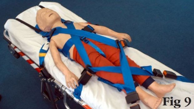 The harness that will replace the safety seats in ambulances.