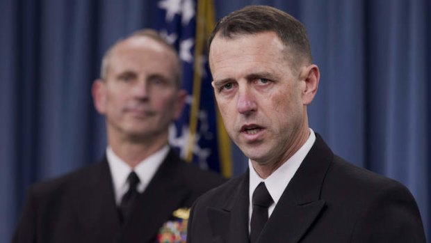 Exposing exam cheaters ... Admiral John Richardson, director of the Naval Nuclear Propulsion Program, right, speaks about the US Navy's investigation at the Pentagon.