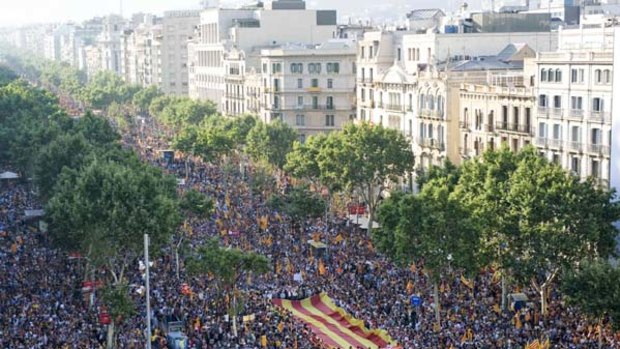 We are a nation ... organisers claim 1.5 million people took part in the demonstration in Barcelona.