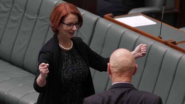 Prime Minister Julia Gillard and Education Minister Peter Garrett during a vote on the education reform bill.