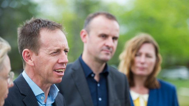 ACT Greens leader Shane Rattenbury [left] is leading the committee inquiry into an ACT anti-corruption body. 