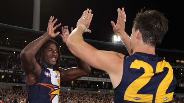 Scrappy but happy: West Coast are into the grand final.