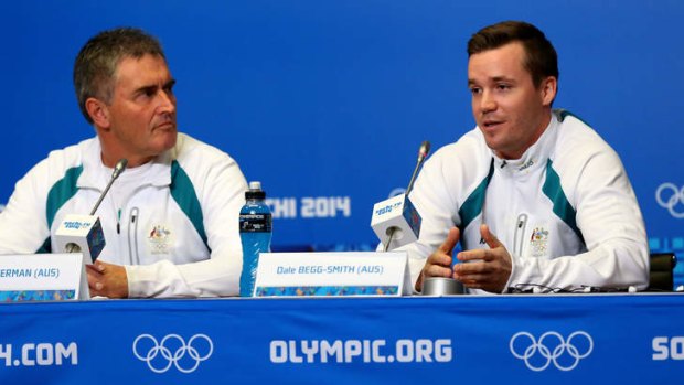 Australian chef de mission Ian Chesterman (left) and  Dale Begg-Smith address the media on Tuesday.