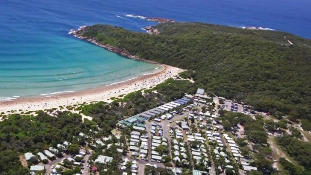 One Mile Beach, near Port Stephens, where a teenager was struck by lightning.