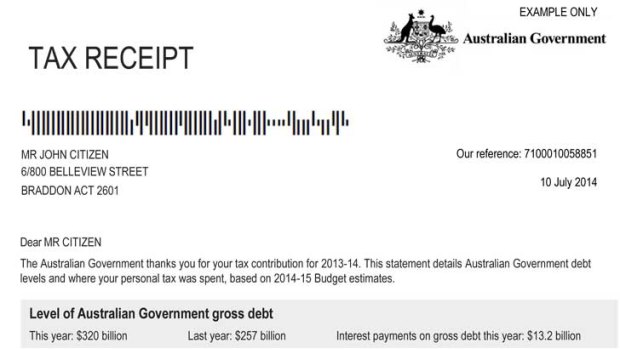 An example of a letter to be sent to taxpayers by the Abbott Government.