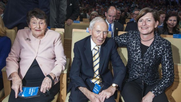 Tony Abbott's parents and sister - Faye and Dick Abbott and Christine Forster - at the Coalition election campaign launch in August.