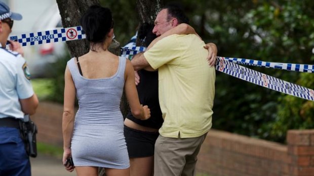 Distraught people gather at the scene of a shooting at Sans Souci in Sydney's South.