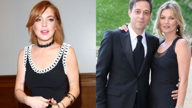 Lindsay Lohan, left, has had a spat with Kate Moss over the model's husband Jamie Hince.