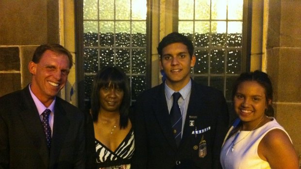 Joshua Hardy with his father, David, mother Milly and sister Rebecca at his Melbourne Grammar graduation.