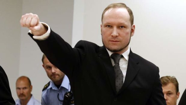 Anders Behring Breivik gestures in court in Norway last year before being jailed for 21 years over the murders of 77 people.