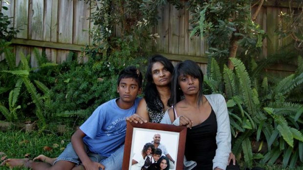 Worried family &#8230; from left, Aman Somaratna, 12, Champa Somaratna and Ama Somaratna, 18.