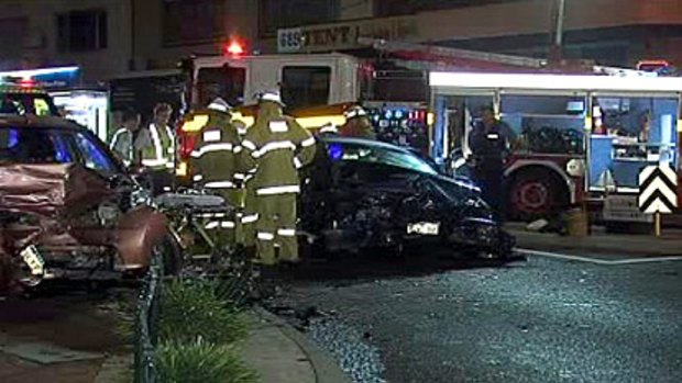 Police pursuit ended in horror crash in Victoria Park. Photo: Channel Ten