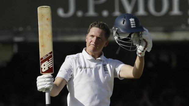 Ballancing Act: Gary Ballance celebrates his ton on the second day at Lord's.