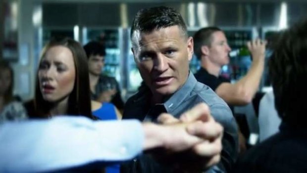 In the victim's corner: Danny Green steps in to stop a fight during his TV ad which aims to stop unnecessary violence in social situations.
