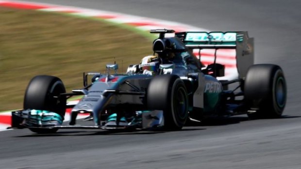 Lewis Hamilton during Friday's practice session at Circuit de Catalunya. 