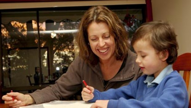 Early start...Patricia Bennett, with her son, Lachlan, 5, says new tests will put unnecessary stress on young children.