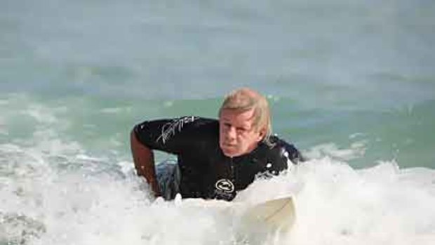 Surfing legend Wayne Bartholomew at Snapper Rocks in Coolangatta on the Gold Coast.