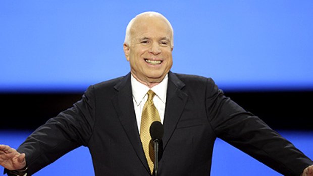 John McCain makes his acceptance speech at the Republican National Convention.