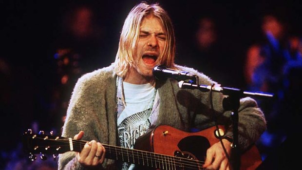 Kurt Cobain of Nirvana during the taping of <i>MTV Unplugged</i>, 1993.