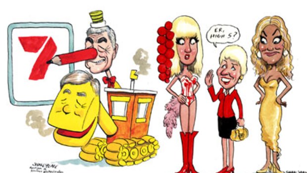The best of 2010 ... Kerry Stokes and David Leckie; Lady Gaga, Westpac boss Gail Kelly and Beyonce.