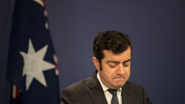 Sam Dastyari, a still powerful player in Labor's NSW right, announces his resignation from the Senate earlier this month.
