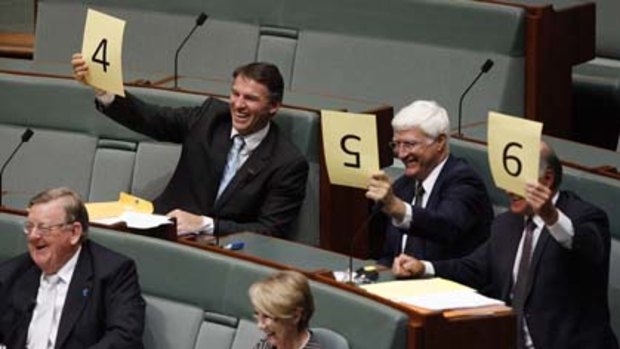 ...having fun in parliament.