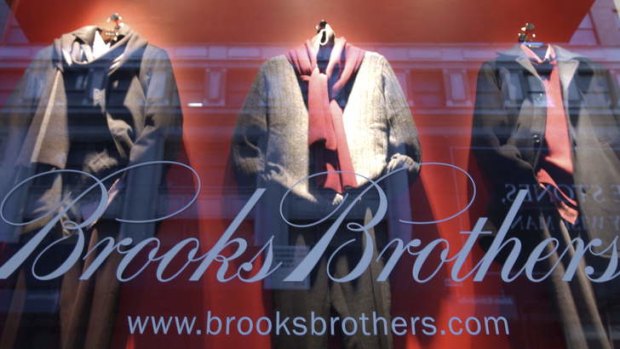 Brooks Brothers in a Madison Avenue, New York, window.