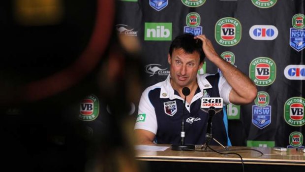 Perplexed: Laurie Daley addresses the media on Sunday.