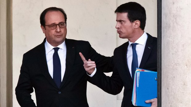 French President Francois Hollande, left, and French Prime Minister Manuel Valls after a weekly cabinet meeting at the Elysee Palace in Paris earlier this year.