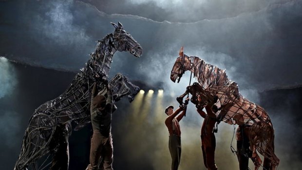 A scene from the National Theatre's <i>War Horse</i>  — using 'puppet' horses — which opens at the State Theatre in late 2012.