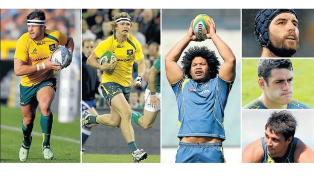 Sanctioned: Adam Ashley-Cooper, Nick Cummins, Tatafu Polota-Nau (from left) are three of the six Wallabies who have been stood down for the Scotland game. Scott Fardy, Dave Dennis and Nick Phipps (from top) were among the nine who were reprimanded.