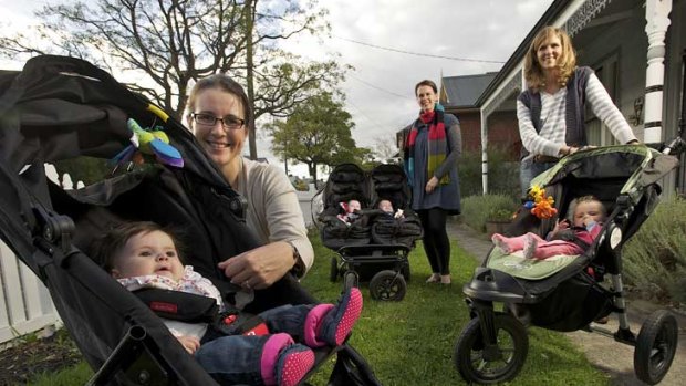 North Fitzroy mothers Ellie Hayhurst, Sarah Donner and Fanny Chevrier are not convinced by the Choice safety recommendations for strollers.