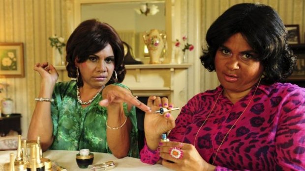 Fast-paced and consistently funny: Deborah Mailman and Elizabeth Wymarra perform their Housewives of Narromine skit in <i>Black Comedy</i>.
