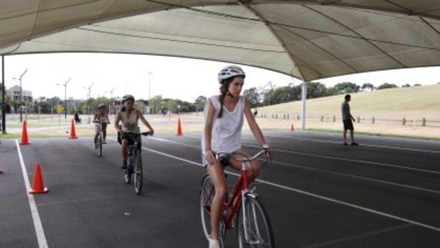 Road savvy ... the City of Sydney runs a cycling confidence course every weekend.