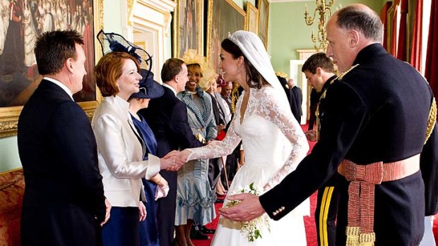 Happy day ... Julia Gillard meets the duchess.