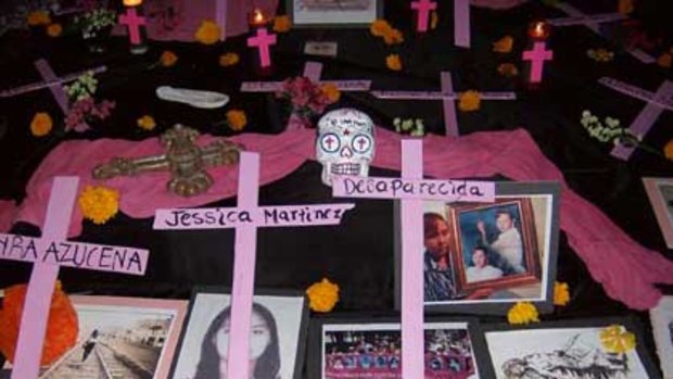 An altar in Santa Ana, California, to the memory of the women of Juarez.