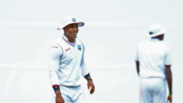 MELBOURNE, AUSTRALIA - DECEMBER 26:  Marlon Samuels of the West Indies reacts after dropping a catch during day one of the Second Test match between Australia and the West Indies at the Melbourne Cricket Ground on December 26, 2015 in Melbourne, Australia.  (Photo by Scott Barbour/Getty Images)