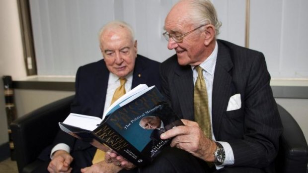 Gough Whitlam and Malcolm Fraser during the latter's 2010 book tour.