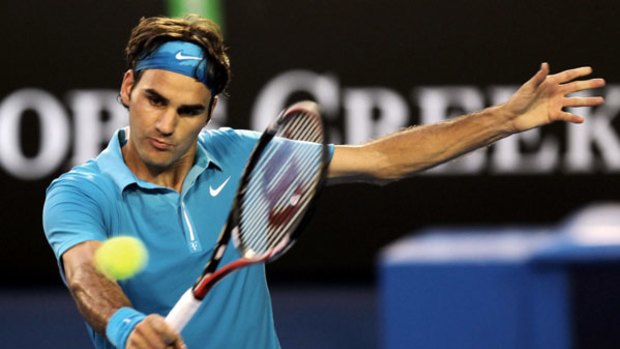 Master is back  . . . Roger Federer takes out  Romania’s Victor Hanescu in a convincing 6-2 6-3 6-2 win.