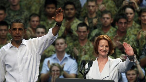 US President Barack Obama and Prime Minister Julia Gillard in Darwin last year.