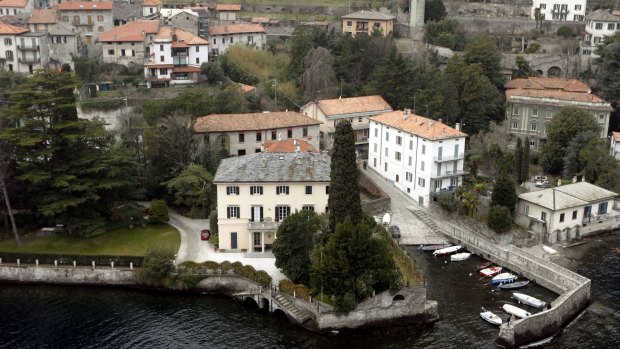 An aerial view of the George Clooney's villa in Laglio, on Lake Como, Italy.