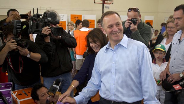 John Key, New Zealand's prime minister, and wife Bronagh Key cast their votes at a polling station in the suburb of Parnell in Auckland, New Zealand.
