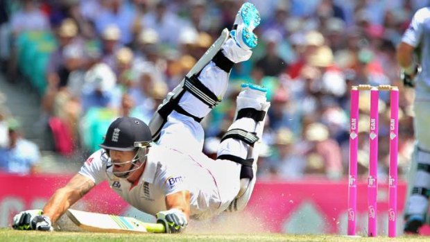 Kevin Pietersen dives for the crease in Sydney. There is talk the Test could be his last.