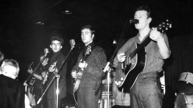 Influential &#8230; Tony Sheridan, right, performs with the Beatles in Hamburg.