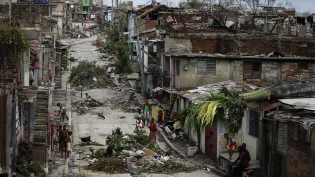 Debris litters a street in Santiago de Cuba after Sandy hit.