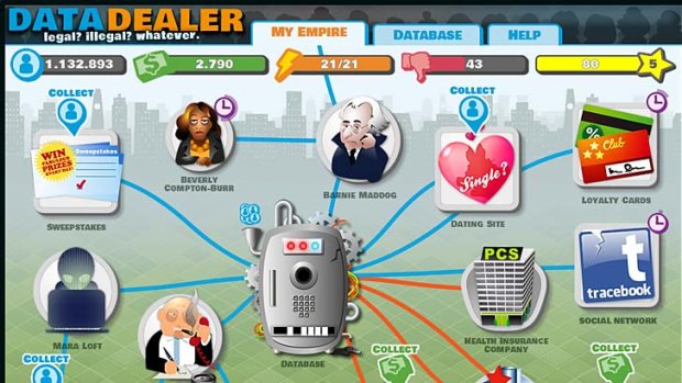 A screengrab of the Data Dealer game.